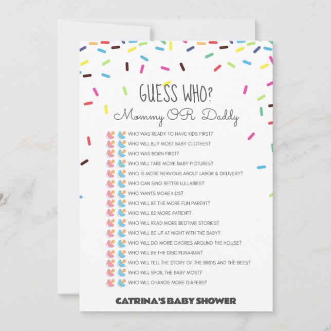 Sprinkle Baby Shower - Editable Namn, 5x7 Inbjudningar (Framsida)