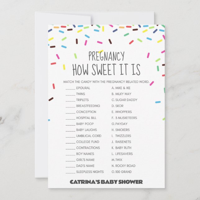 Sprinkle Baby Shower - Editable Namn, 5x7 Inbjudningar (Framsida)