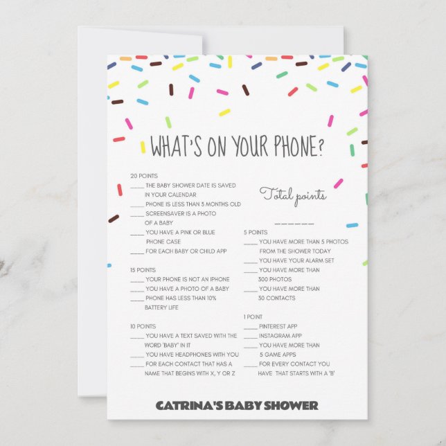 Sprinkle Baby Shower - Editable Namn, 5x7 Inbjudningar (Framsida)