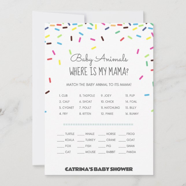 Sprinkle Baby Shower - Editable Namn, 5x7 Inbjudningar (Framsida)