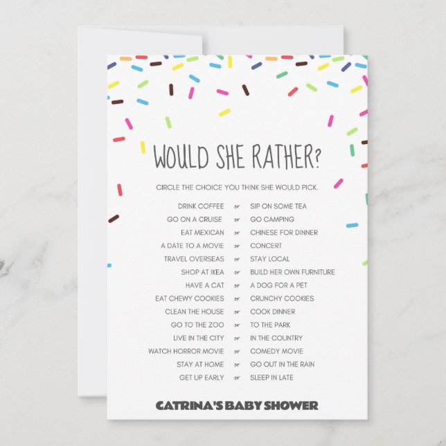 Sprinkle Baby Shower - Editable Namn, 5x7 Inbjudningar (Framsida)