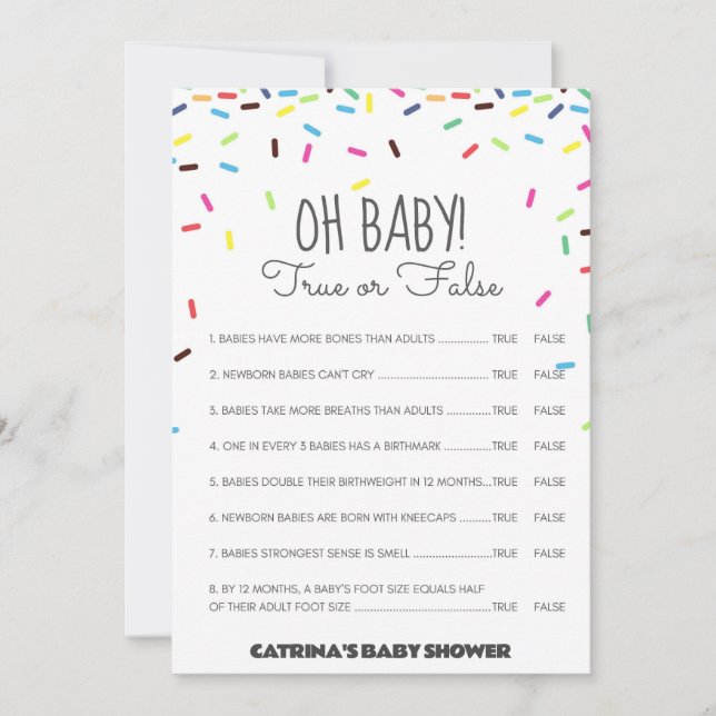 Sprinkle Baby Shower - Editable Namn, 5x7 Inbjudningar (Framsida)