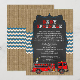 Sprinkle, babydusch, Brand Lastbil Baby Inbjudningar