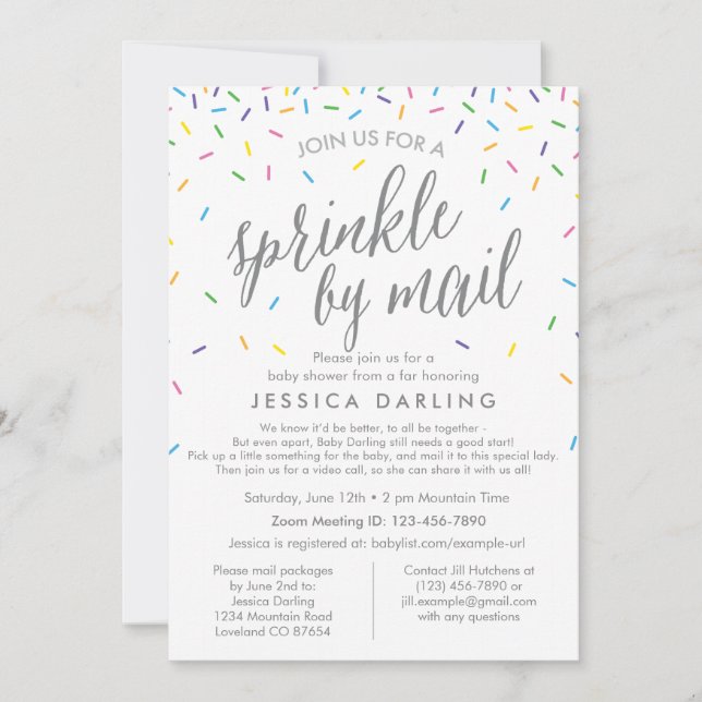 Sprinkle by Mail Baby Shower-inbjudan Inbjudningar (Framsida)