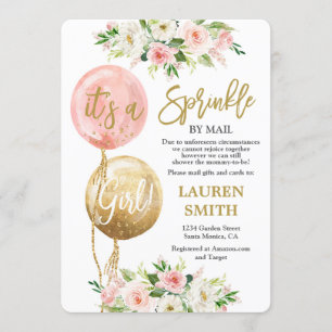 Sprinkle by Mail rosa balloons baby-duschflicka Inbjudningar