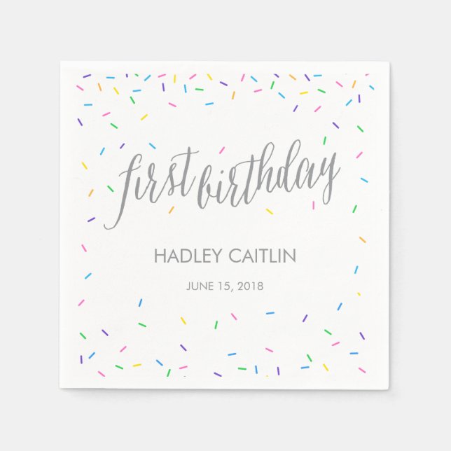 Sprinkle Confetti 1:a födelsedagslapkins Pappersservett (Framsidan)