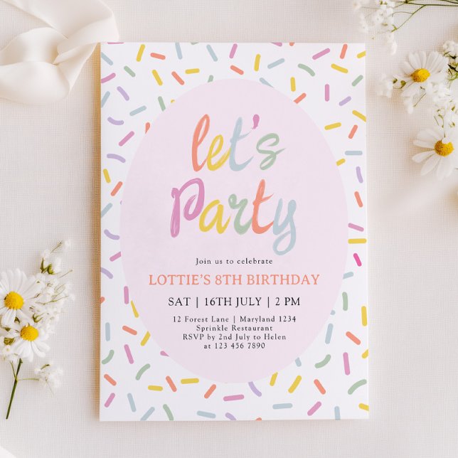 Sprinkle Confetti Birthday Invitation Inbjudningar (Skapare uppladdad)