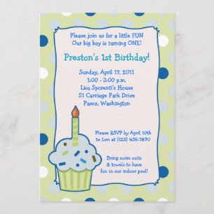 Sprinkle Cupkaka 5x7 Boy 1st Birthday-inbjudan Inbjudningar