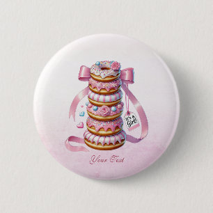 Sprinkle Donuts Rosa Ribbon Button Knapp