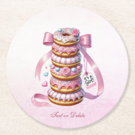 Sprinkle Donuts Rosa Ribbon Papper Underlägg Rund