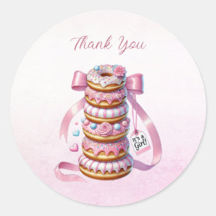 Sprinkle Donuts Rosa Ribbon Sticker Runt Klistermärke