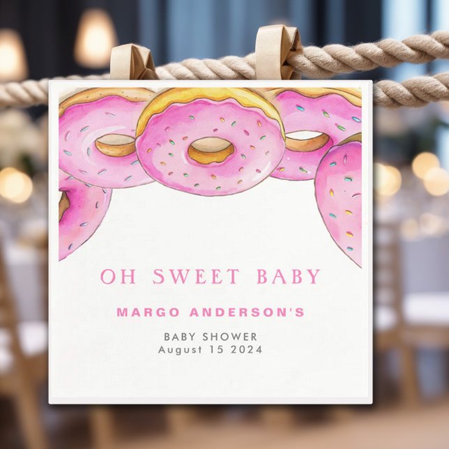 Sprinkle Donuts Watercolor Rosa Baby Shower Pappersservett (Skapare uppladdad)