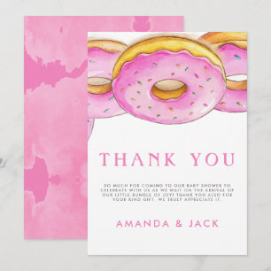 Sprinkle Donuts Watercolor Rosa Baby Shower Tack Kort