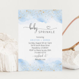 Sprinkle för guld och blå vattenfärg för babykläde inbjudningar