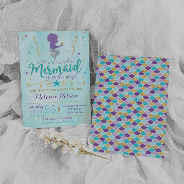Sprinkle för inbjudan till sjöjungfru babystövel (Skapare uppladdad)