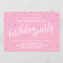 Sprinkle Girl Födelsedagsfest inbjudan | ROSA