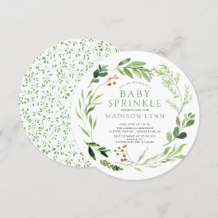 Sprinkle-inbjudan för botaniska Grönt Löv Baby Inbjudningar