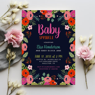 Sprinkle-inbjudan för Bright Blommigt Baby Inbjudningar
