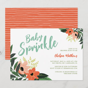 Sprinkle-inbjudan för Tropical Blommigt Baby Inbjudningar