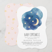 Sprinkle-inbjudan till Måne och Stars Girl Baby