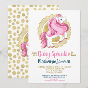 Sprinkle-inbjudan till Unicorn Rosa Guld Girls Bab Inbjudningar