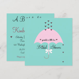 Sprinkle Kärlek Teal Blue & Rosa Party Shower Inbjudningar