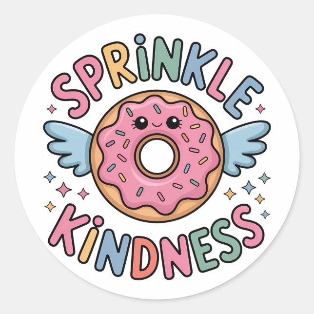 Sprinkle Kindness | Donut Runt Klistermärke (Framsida)