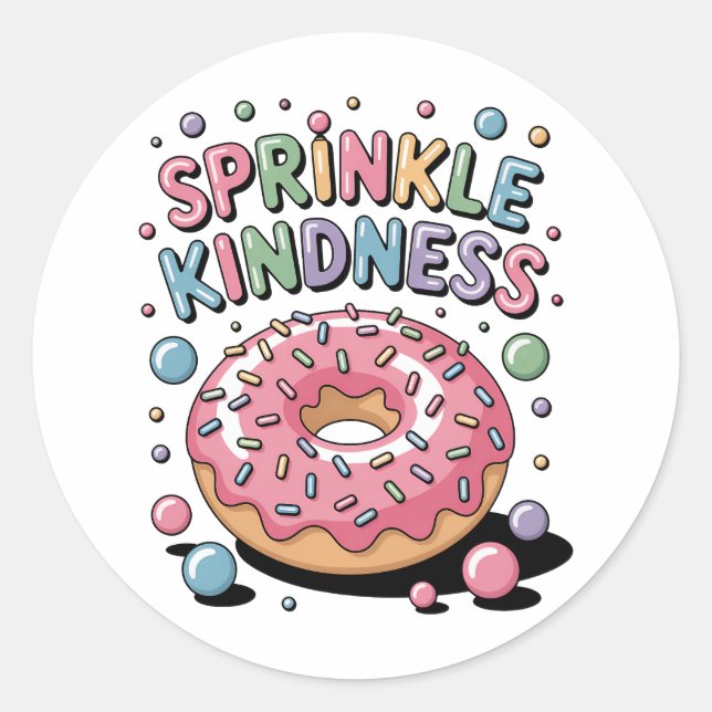 Sprinkle Kindness | Donut Runt Klistermärke (Framsida)