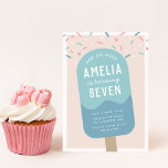 Sprinkle Pop | Födelsedagsfest för Kids Ice Cream Inbjudningar<br><div class="desc">Kyl med de här söta popsicle Temed Party-inbjudningarna för din lilla sommar-födelsedagsfest. Roligtens sommardesign har en blå och akvarig glassbild på en  bakgrund prickad med sprinkler. Anpassa med dina party-detaljer med vita bokstäver.</div>