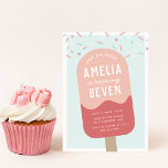 Sprinkle Pop | Födelsedagsfest för Kids Ice Cream Inbjudningar<br><div class="desc">Kyl med de här söta popsicle Temed Party-inbjudningarna för din lilla sommar-födelsedagsfest. Sommardesign i roligt ger en bild av korall och rosa glass på en turkosblå bakgrund prickad med sprinkler. Anpassa med dina party-detaljer med vita bokstäver.</div>