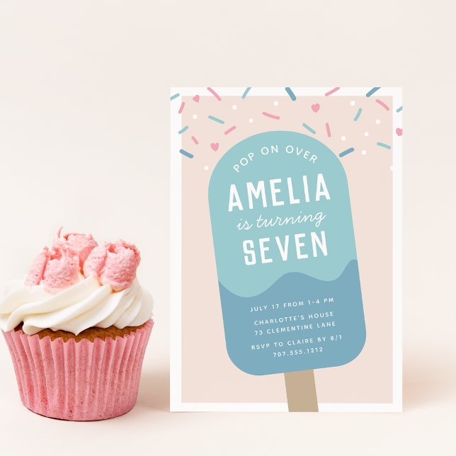 Sprinkle Pop | Födelsedagsfest för Kids Ice Cream Inbjudningar (Skapare uppladdad)