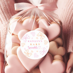 Sprinkle Ribbon Baby Shower Rund Sticker Runt Klistermärke