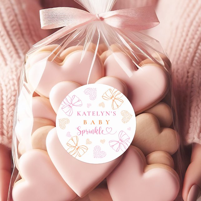 Sprinkle Ribbon Baby Shower Rund Sticker Runt Klistermärke (Skapare uppladdad)