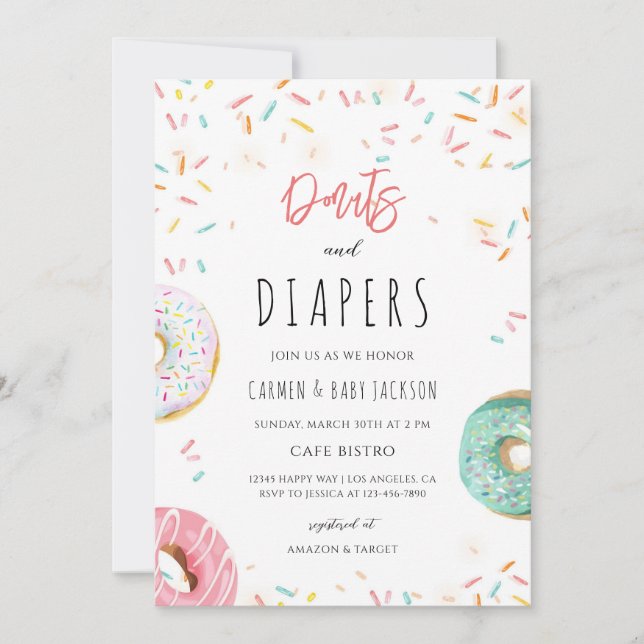 Sprinkle Rosa Munk Cirkus Babyfirande Inbjudningar (Framsida)