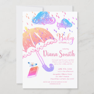 Sprinkle Shower för Cute Rainbow Fantasy Baby Inbjudningar