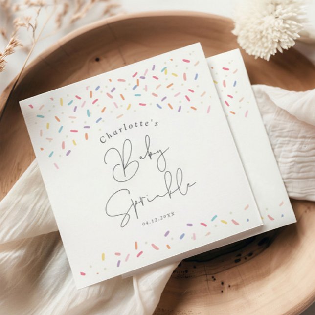 Sprinkle Shower för Cute Rainbow Sprinkles Baby Pappersservett (Cure Rainbow Sprinkle Baby Sprinkle Shower Party Napkins.)