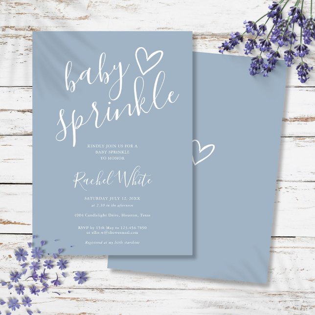 Sprinkle Shower för Dusty Blue Pojke Baby Inbjudningar (Dusty Blue Baby Boy Baby Sprinkle Shower Invitation)