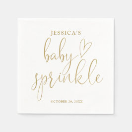Sprinkle Shower för elegant Guld Heart-skript Baby Pappersservett