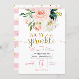 Sprinkle Shower för rosa Blommigt Baby Inbjudningar