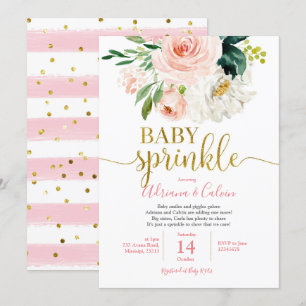Sprinkle Shower för rosa Blommigt Baby Inbjudningar