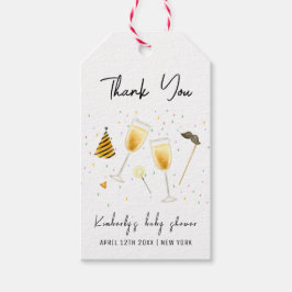 Sprinkle Sip och See Champagne Glass Baby Shower Presentetikett