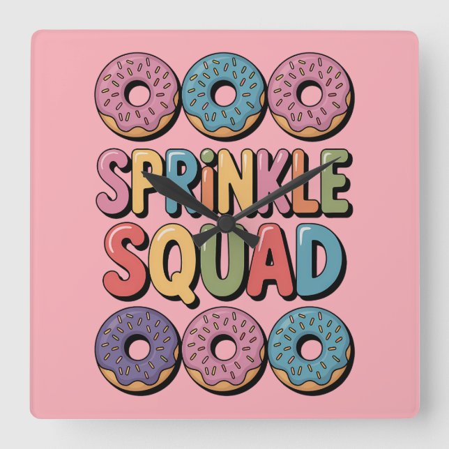 Sprinkle Squad | Baby Sprinkle Fyrkantig Klocka (Framsida)