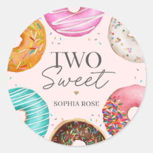 Sprinkled Donut 2:a födelsedagspartiets fördel Runt Klistermärke