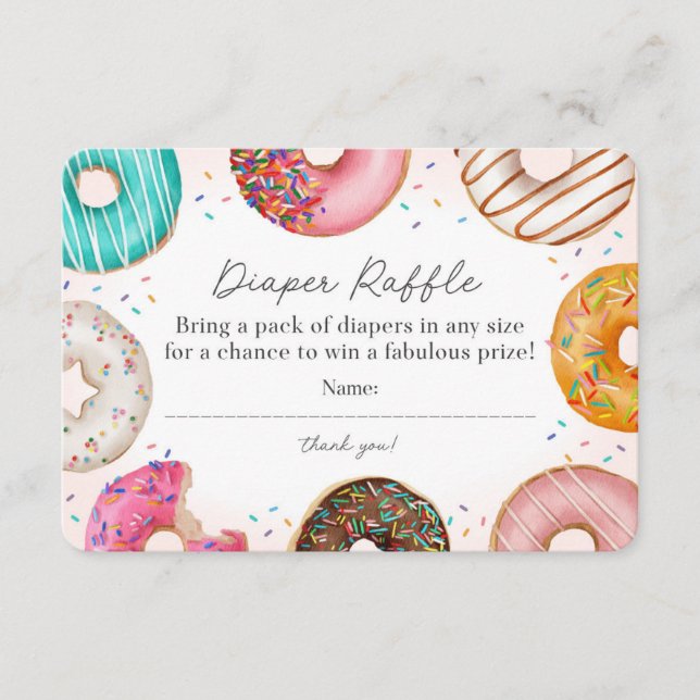 Sprinkled Donut Diaper Raffle-inbjudan Infoga Tilläggskort (Framsida)