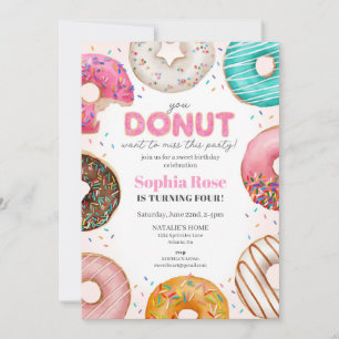 Sprinkled Donut Födelsedagsfest for Girl Inbjudningar