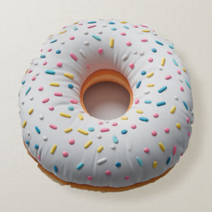 Sprinkled Donut Round Pillow - Roligt och realism Rund Kudde