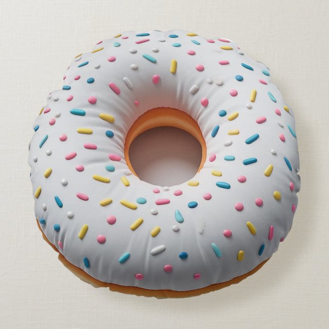 Sprinkled Donut Round Pillow - Roligt och realism Rund Kudde (Framsidan)