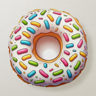 Sprinkled Donut Round Pillow - Roligt och realism Rund Kudde