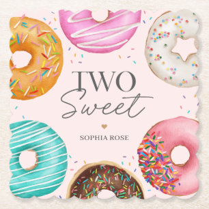 Sprinkled Donut TWO Sweet 2 Birthday Party Underlägg Papper
