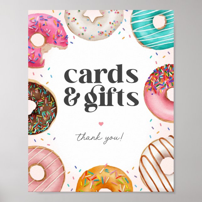 Sprinkled Donuts Födelsedagskort och Gifts-tecken Poster (Framsidan)